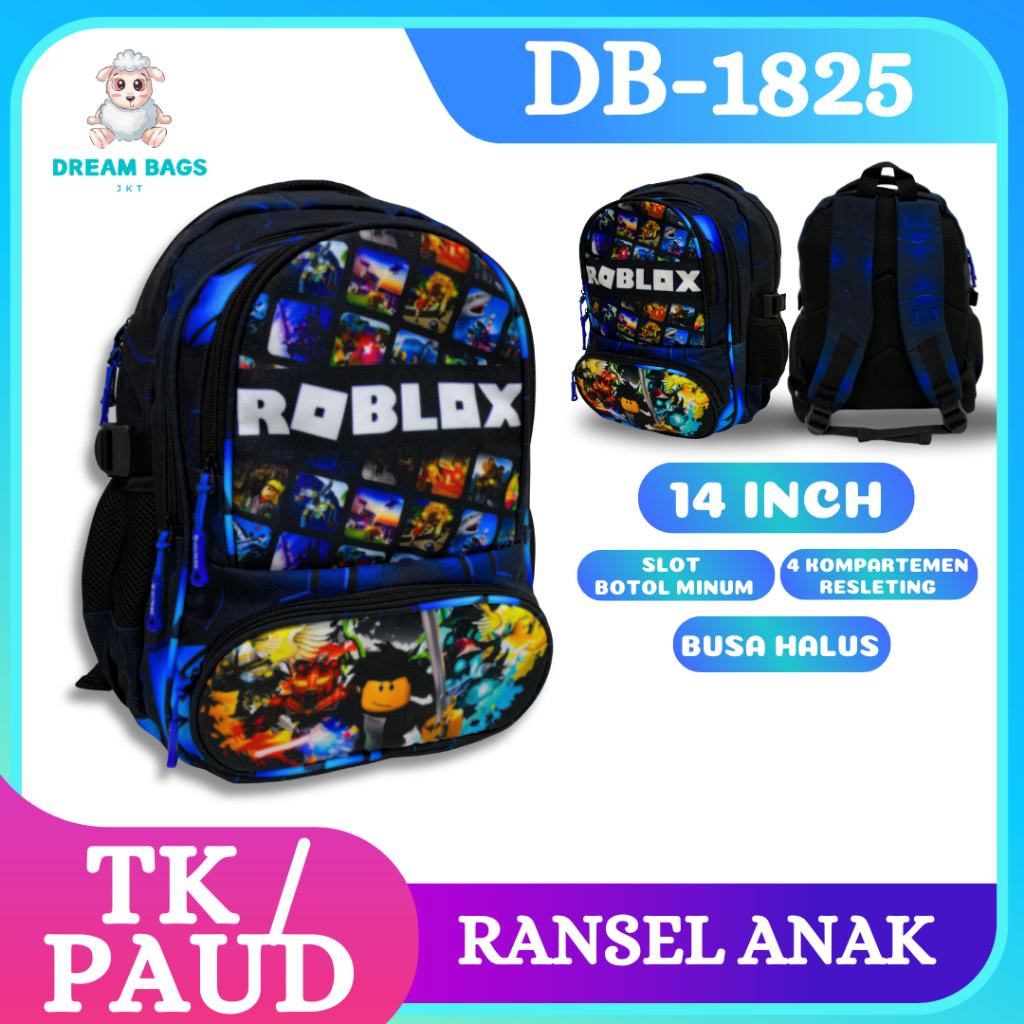 DREAM BAGS Tas Ransel Sekolah Anak Laki Laki TK 14 Inch Karakter Roblox Stumble Guys Paud Cowok