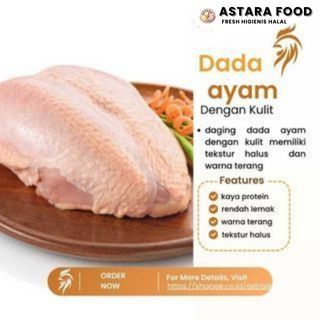 

Daging Ayam Dada Fillet Boneless Dengan Kulit 1kg astara food