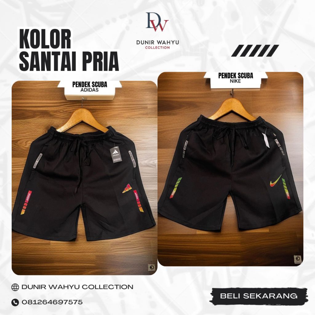 Kolor Pendek Pria Sport Saku Rel Resleting