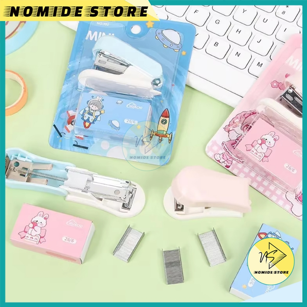 

Staples Mini Set Stapler Portable Warna Pastel Motif Karakter Perlengkapan Aksesoris Kantor