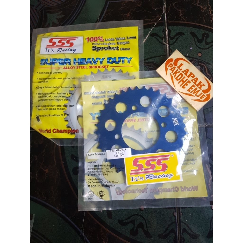 GEAR BELAKANG SSS ALUMINIUM BLUE 415 37 RXZ RXS RX KING JUPITER Z JUPITER MX NJMX 135 FIZR FORCE 1 V