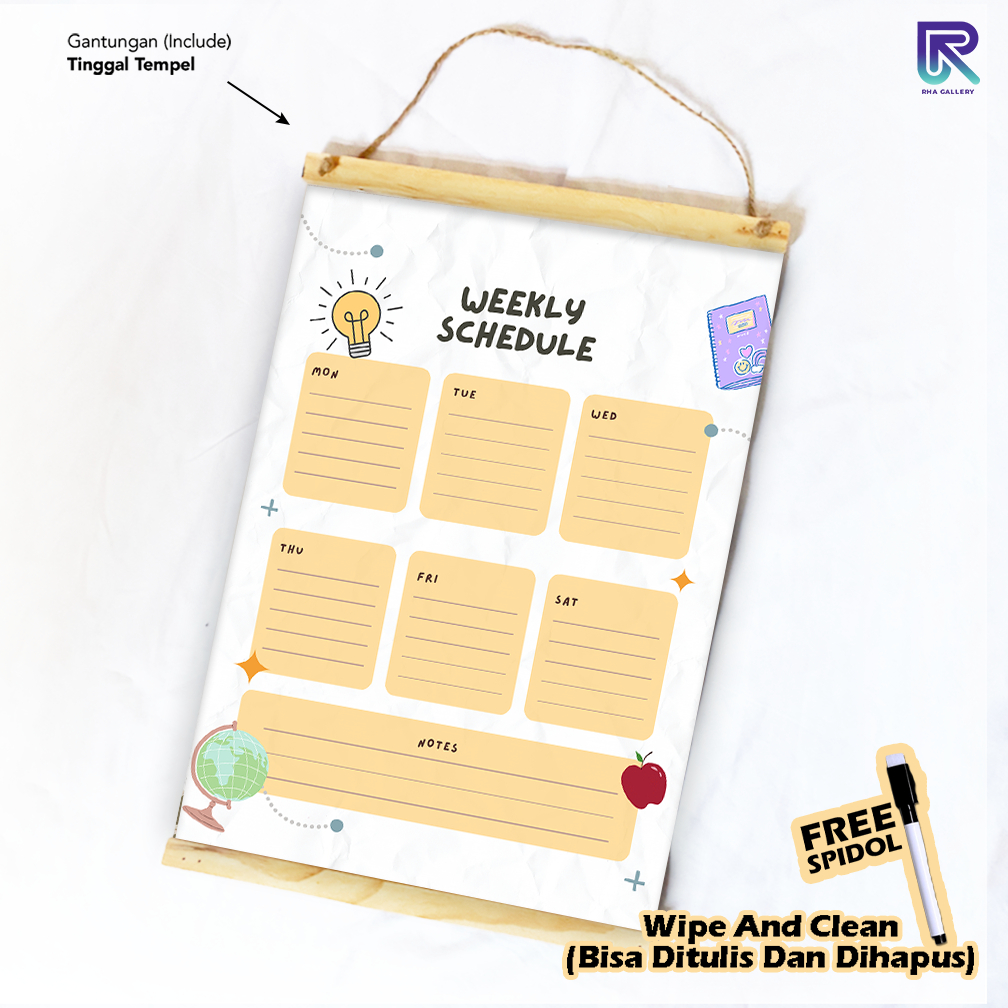 

RHA GALLERY Planner Daily / Weekly Schedule Activity Wipe And Clean List Jadwal Tulis 32x48 CM