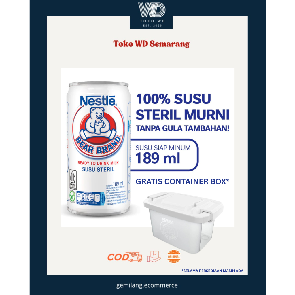 

BEAR BRAND Susu Kaleng Steril Tanpa Gula Tambahan - Ukuran 189ml