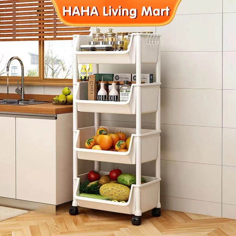 RAK TROLI PERSEGI 4 SUSUN RAK PLASTIK SUSUN SERBAGUNA RAK BUMBU DAPUR