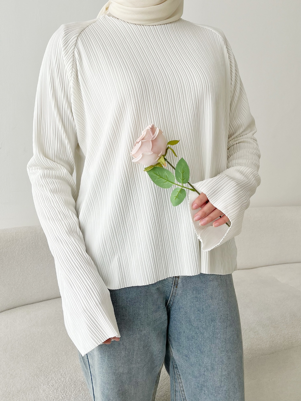 Camille Top [ORIGINAL] by dielle official / overlong sleeve / pleats top / knit top / plisket top