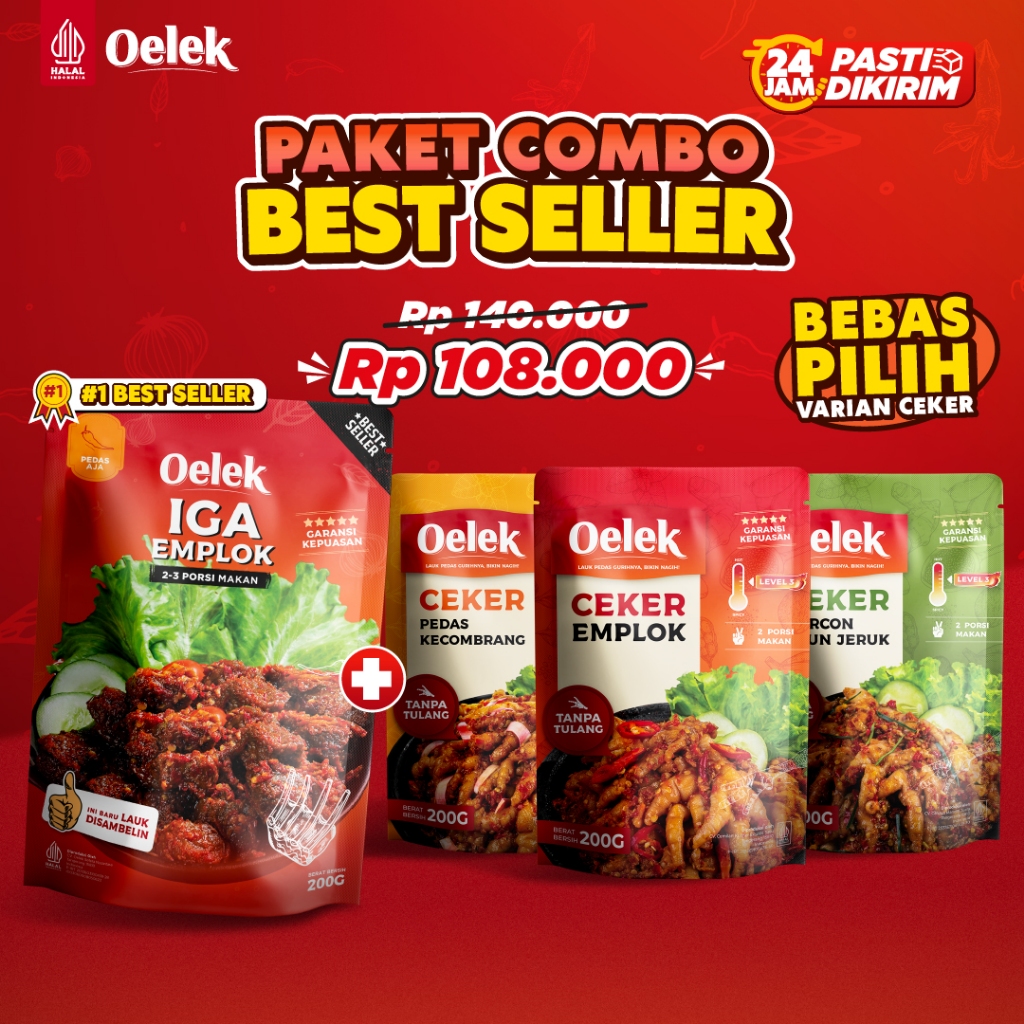 

G&C [Paket Combo Best Seller] - Oelek Iga Emplok & Ceker Emplok Tanpa Tulang Dapat 2 Lauk 200gr /