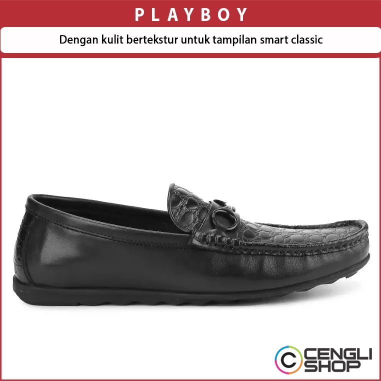 SEPATU PLAYBOY LOAFER PRIA ORIGINAL LOAFERS SLIP ON PANSUS KULIT ASLI HITAM PL47