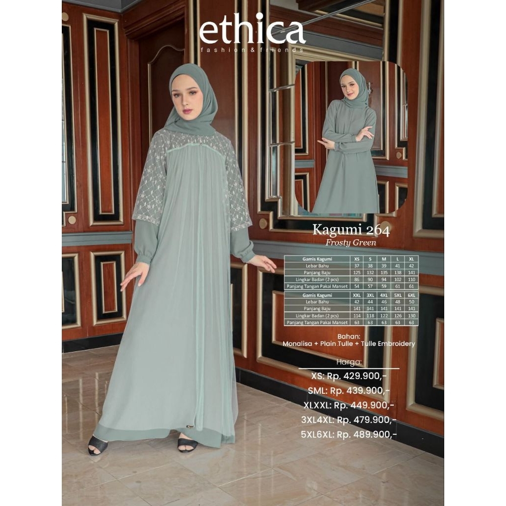 KAGUMI 264 FROSTY GREEN GAMIS DRESS ETHICA TERBARU