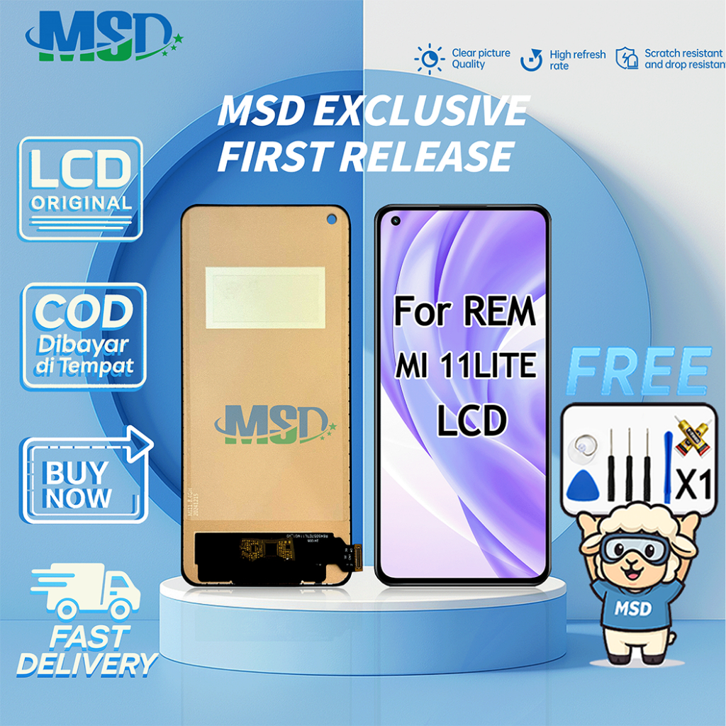 LCD For XIAOMI MI 11 LITE / MI 11 UNIVERSAL FULLSET Touchscreen LCD HP OG ASUGAR/MSD