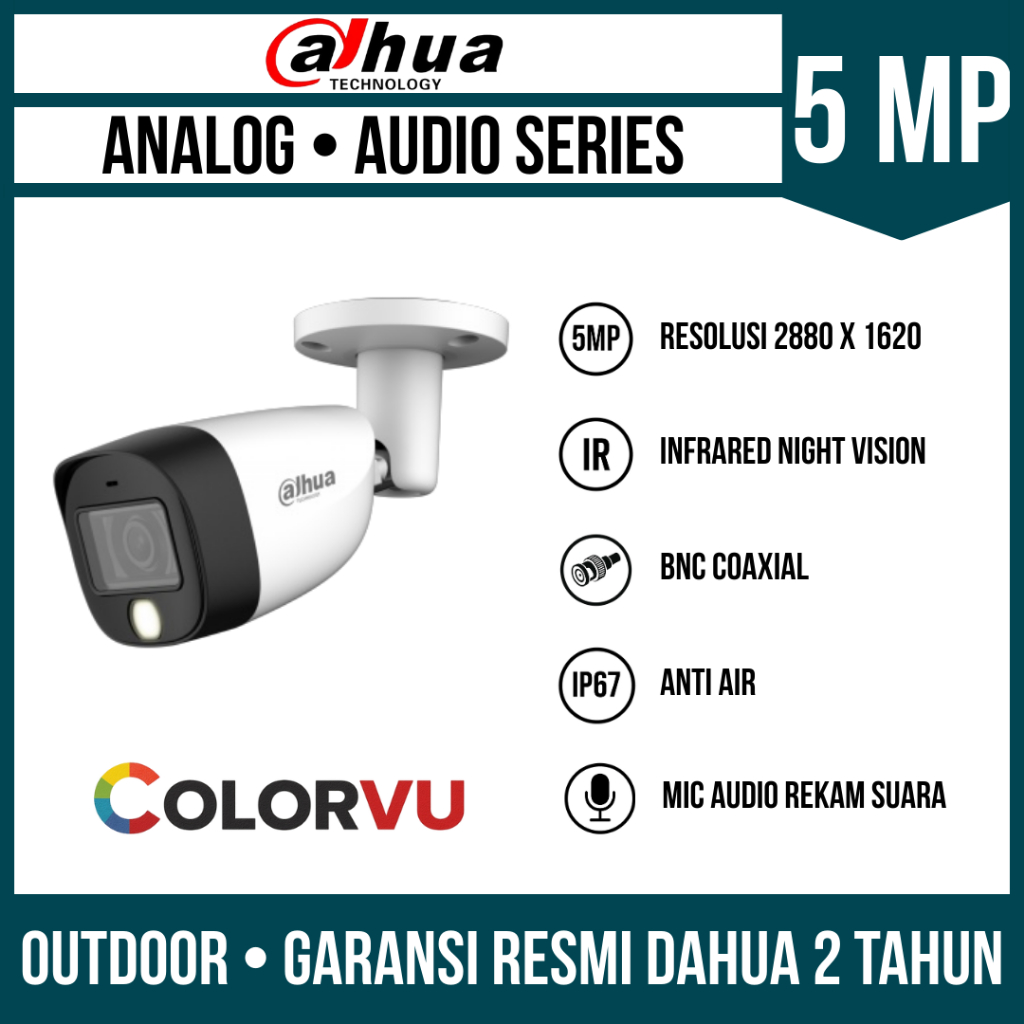 Kamera CCTV Dahua Colorvu 5MP Audio Outdoor Camera CCTV Fullcolor