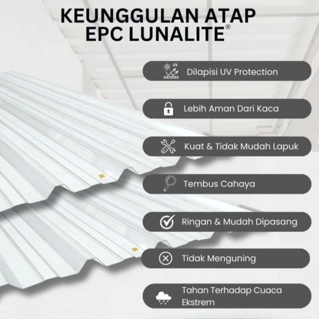 SPANDEK BENING LUNALITE TRIMDEK CLEAR LEBAR 86cm