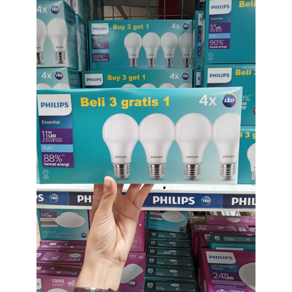 Bohlam LED/Lampu LED PHILIPS 5,7,9,11 watt Kemasan multipack beli 3 gratis 1