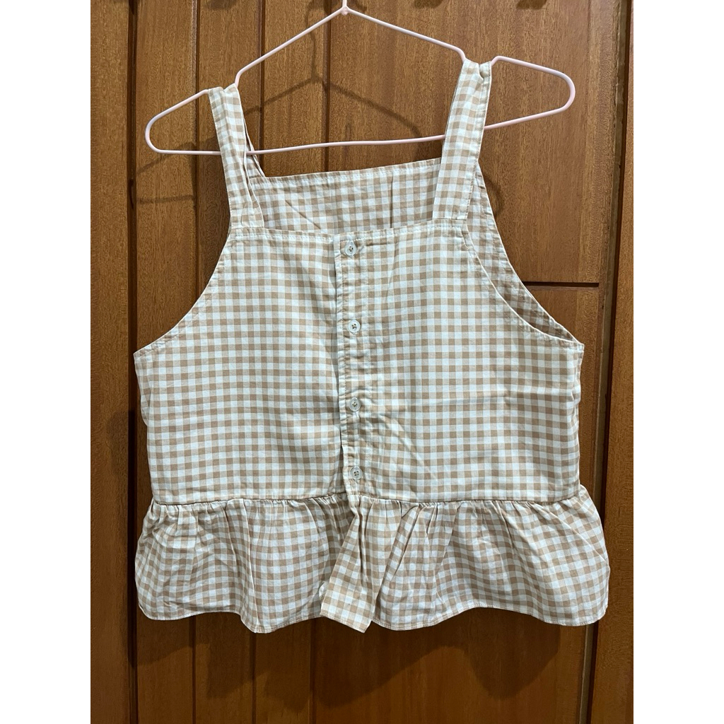 Vest Rompi Kotak Square Brown Cream Preloved