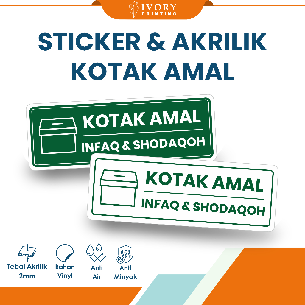 

Sticker & Akrilik Kotak Amal Ukuran 30 x 10 cm