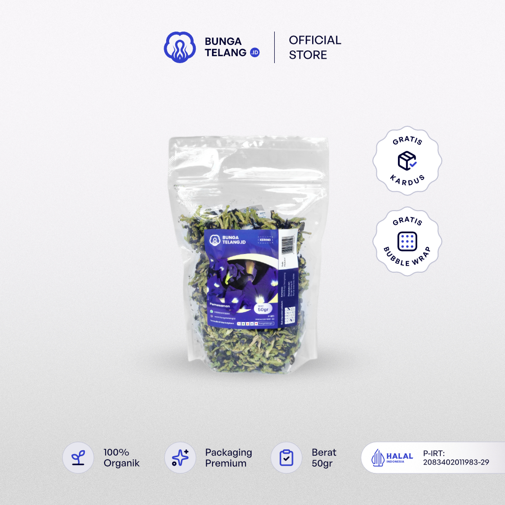 

Butterfly Pea Tea Original 50 gram - Organik 100% by Bunga Telang ID