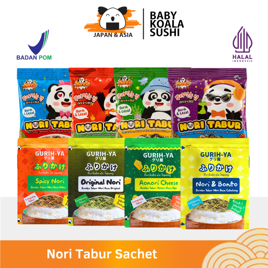 

GURIH-YA & NORIGO Bumbu Tabur Nori Sachet Halal | Seaweed Nori Seasoning | Abon Nori