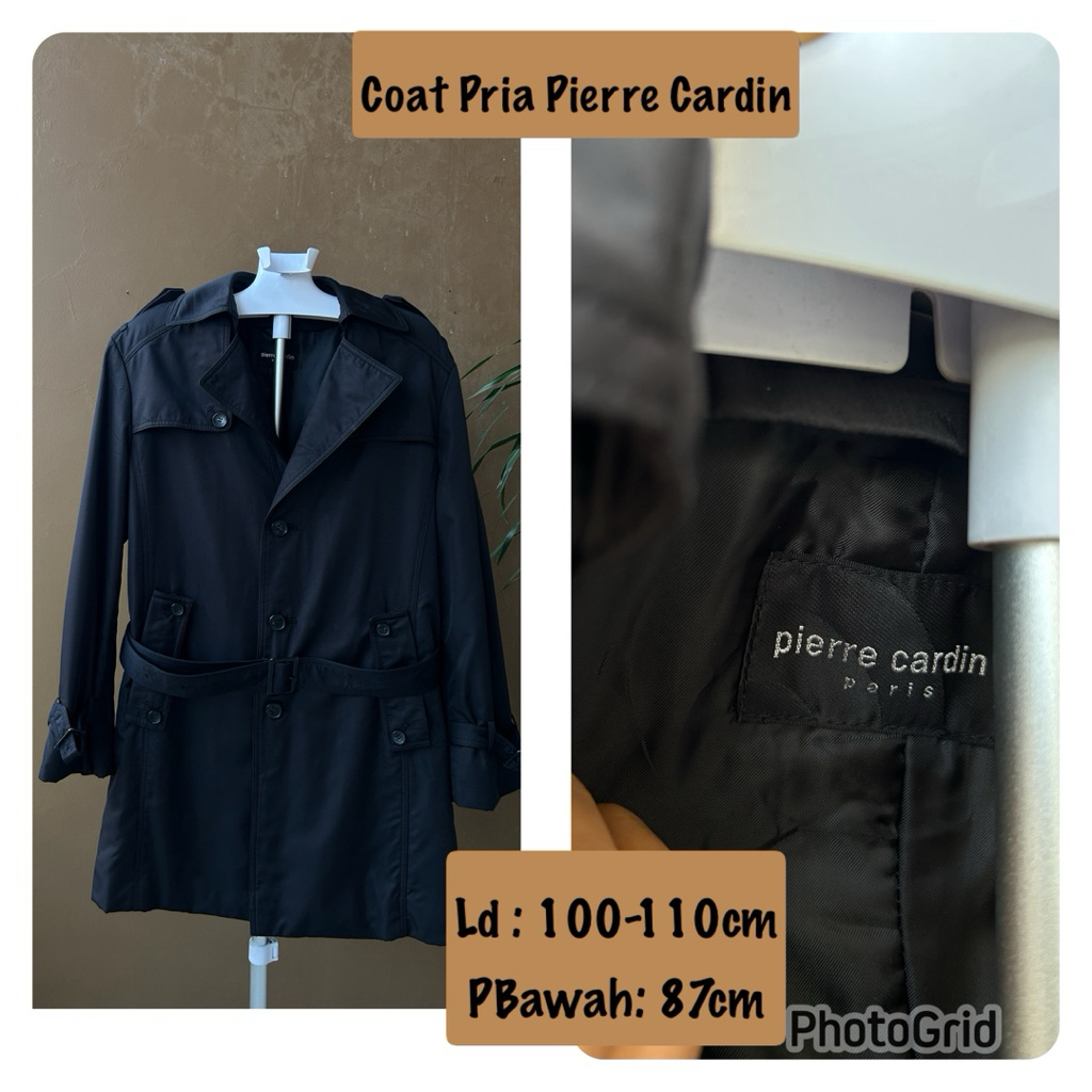 Coat Pria PIERRE CARDIN Hitam PREMIUM Preloved