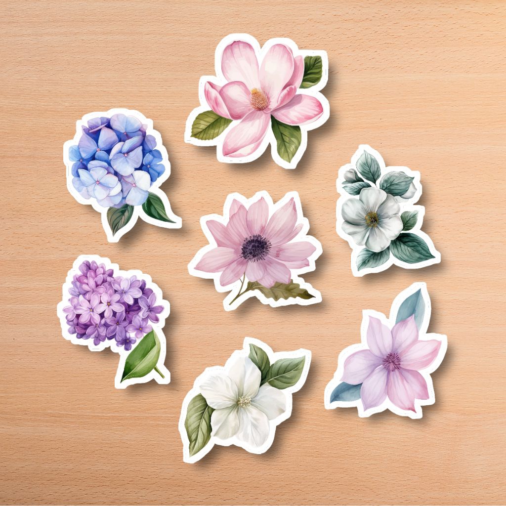 

Stiker Vinyl Matte Mungil Kelopak Bunga Flower Petals watercolour Stickers 4-6 CM Dekorasi Scrapbook Journal