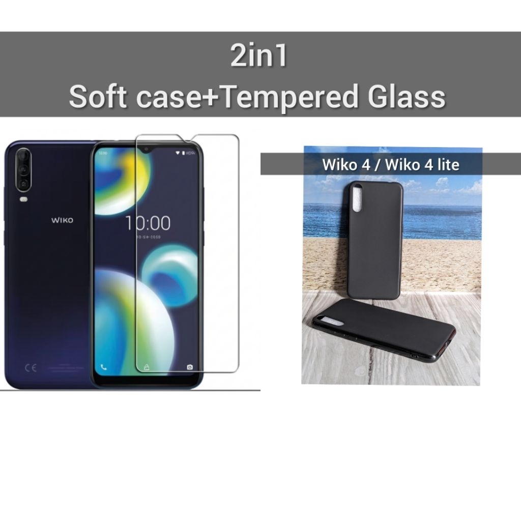 2in1 Soft Case WIKO View 4 / View 4 Lite plus anti gores Temper Glass Wiko view 4