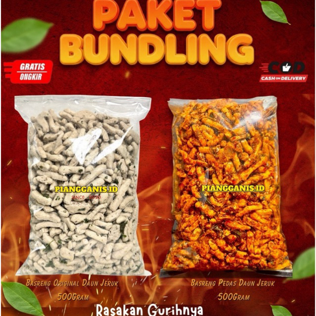 

[COD] Basreng Paket HEMAT 1kg - pedas jeruk 500gr + original jeruk 500gr