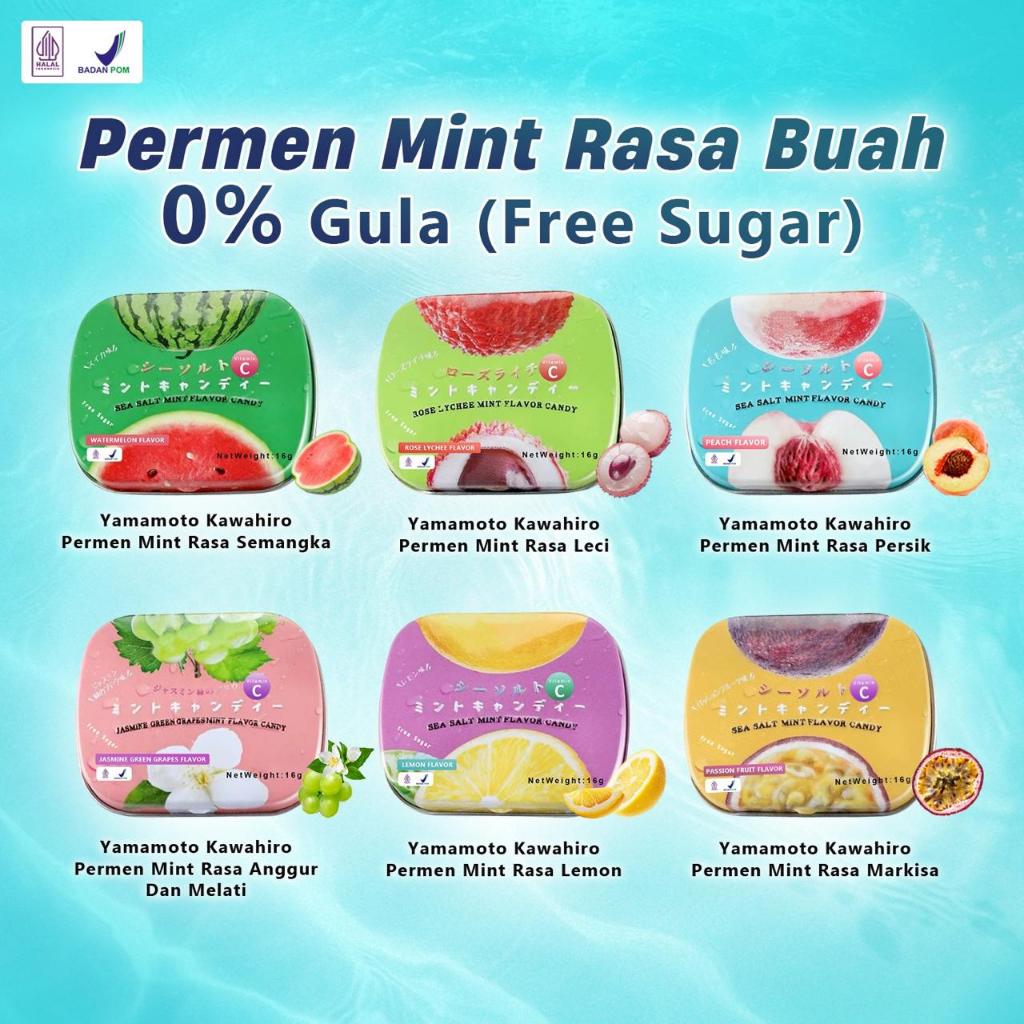 

[ HALAL ] Yamamoto Kawahiro Fruit Mint Candy / Permen Mint Bebas Gula Rasa Aneka Buah 16gr