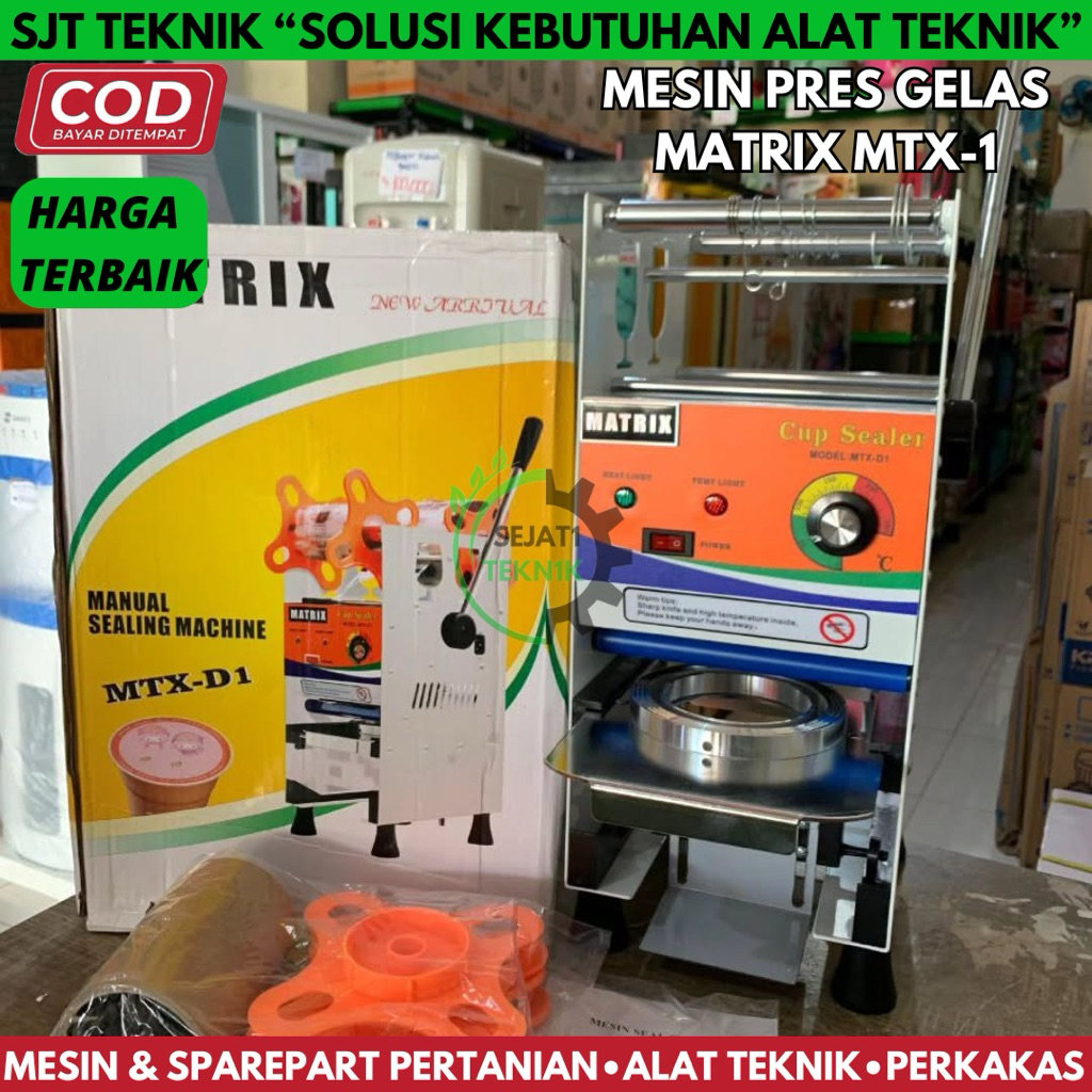 Mesin pres gelas cup sealer matrix mtx-d1 untuk gelas tinggi 12-22 oz putih manual