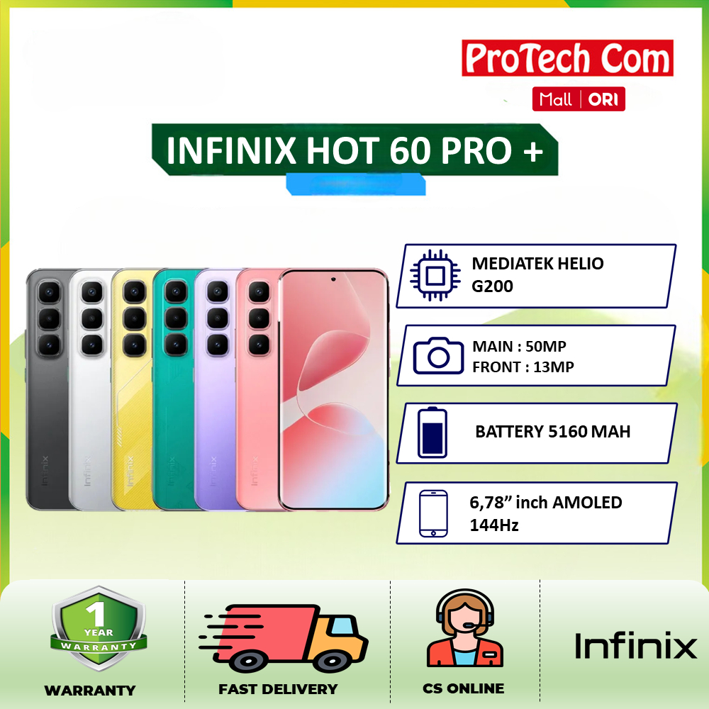 INFINIX HOT 60 PRO PLUS 8GB/128GB | UP TO 16GB EXTENDED RAM | HELIO G200 | 6.78" INCH AMOLED | NFC