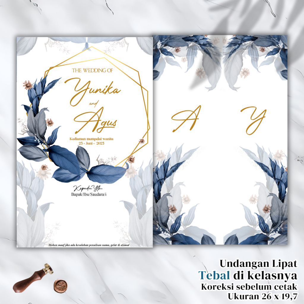 Undangan pernikahan, Brief Card dsgn mewah warna Premium ( Undangan tanpa foto )