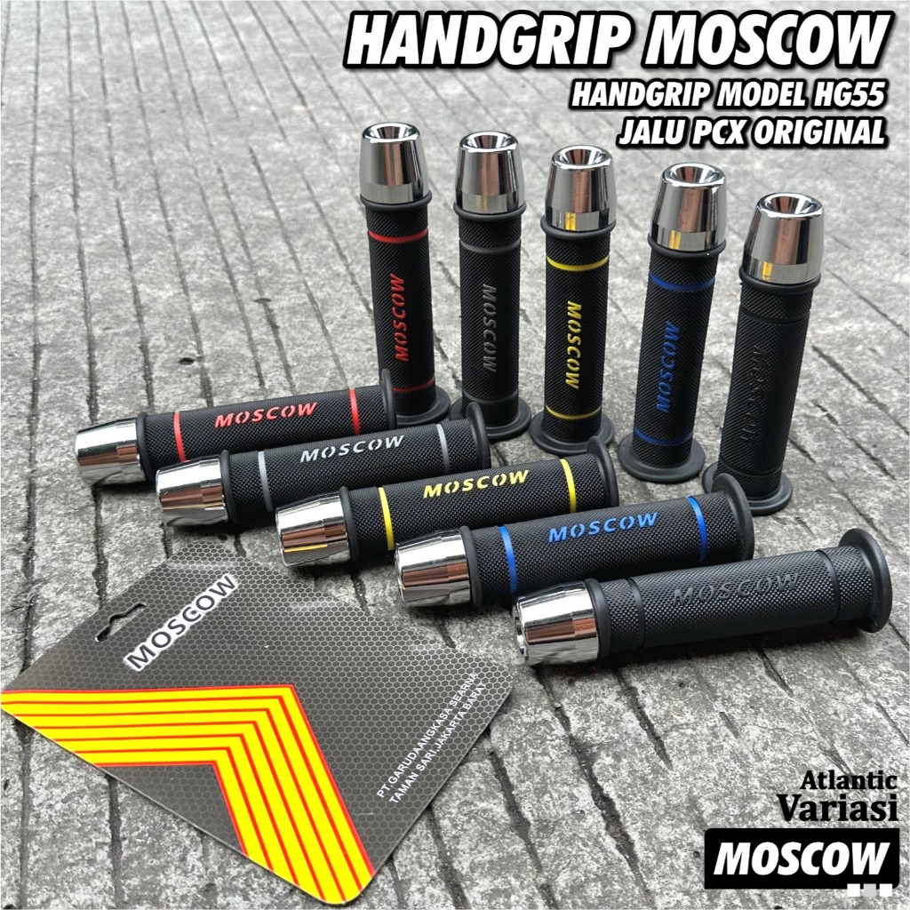 PAKET HANDGRIP HG55 HG66 MOSCOW SET KANAN KIRI + JALU STANG PCX CHROME ORIGINAL STAINLESS IMPORT RCB