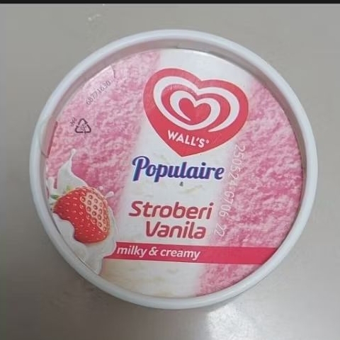 Es Krim Ice Cream Walls Populaire Popular Mangkok Strawberry Vanila 1 pcs