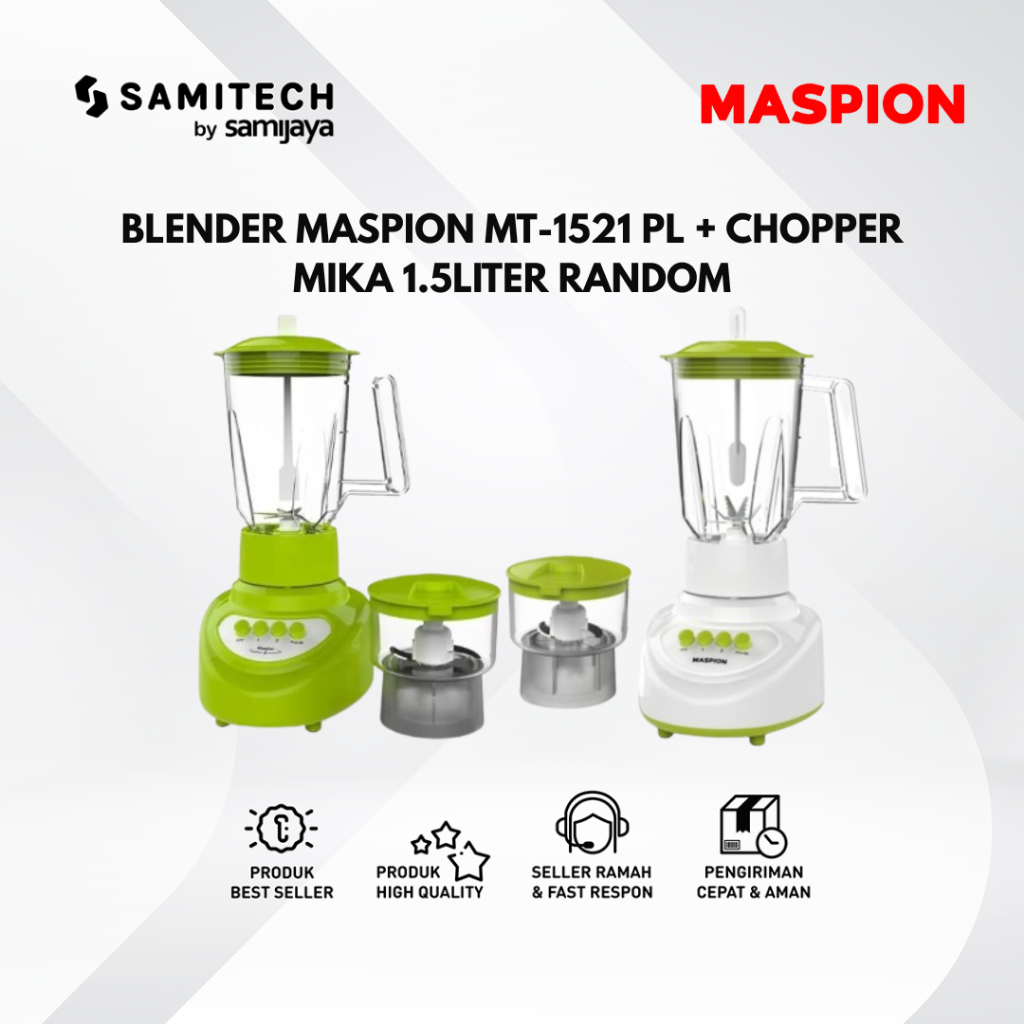 BLENDER MASPION MT-1521 PL + CHOPPER MIKA 1521PL + CHOPPER 1.5 LITER RANDOM BERGARANSI