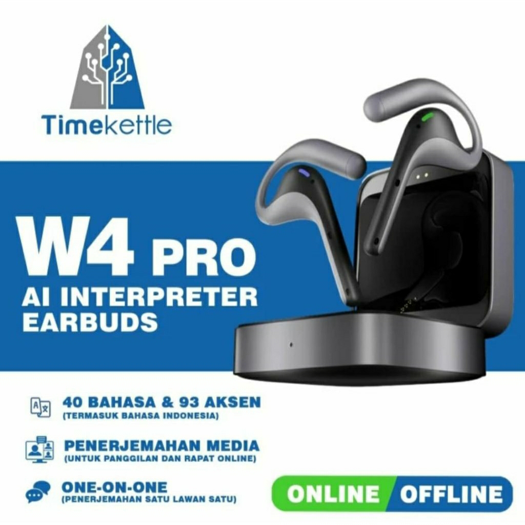 TimeKettle W4 Pro AI Interpreter Earbuds