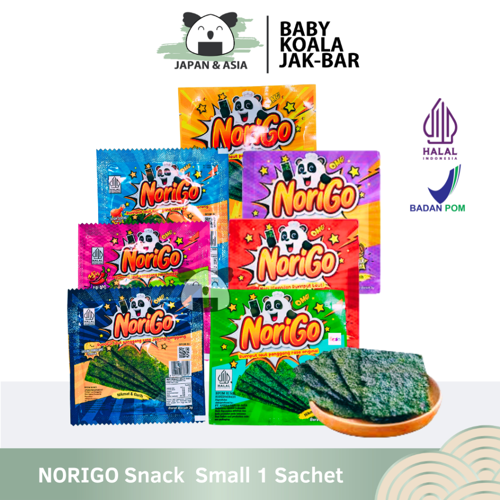 

NORIGO Snack Rumput Laut 3 g (1pcs ) Halal | Nori Sachet Seaweed -BKJ