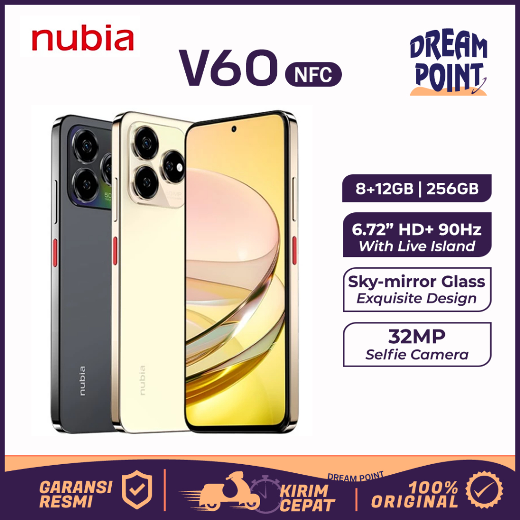 Nubia V60 8GB/256GB NFC HP Murah Cuci Gudang 2025 Asli Ori HP Murah Original 100% 1 Jutaan Terbaik
