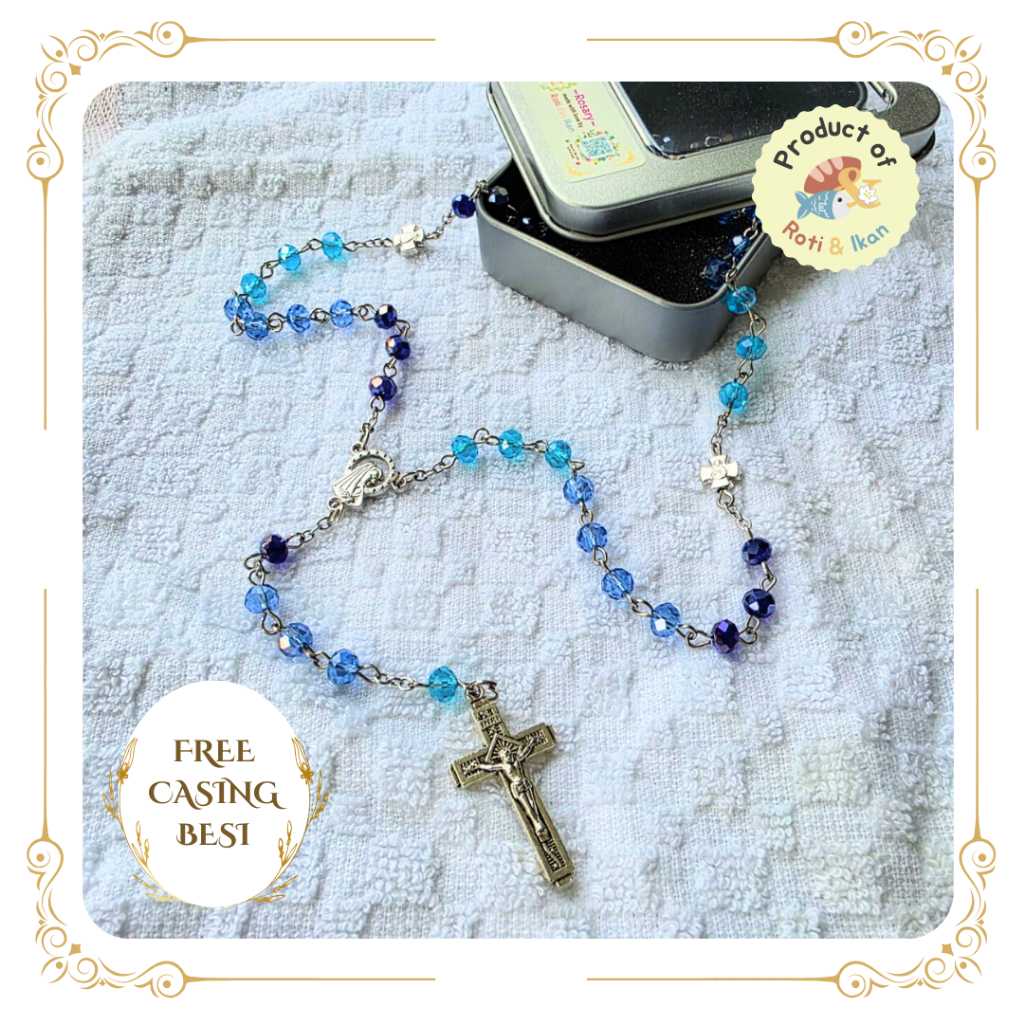 Rosario Kristal Biru MIX 6mm