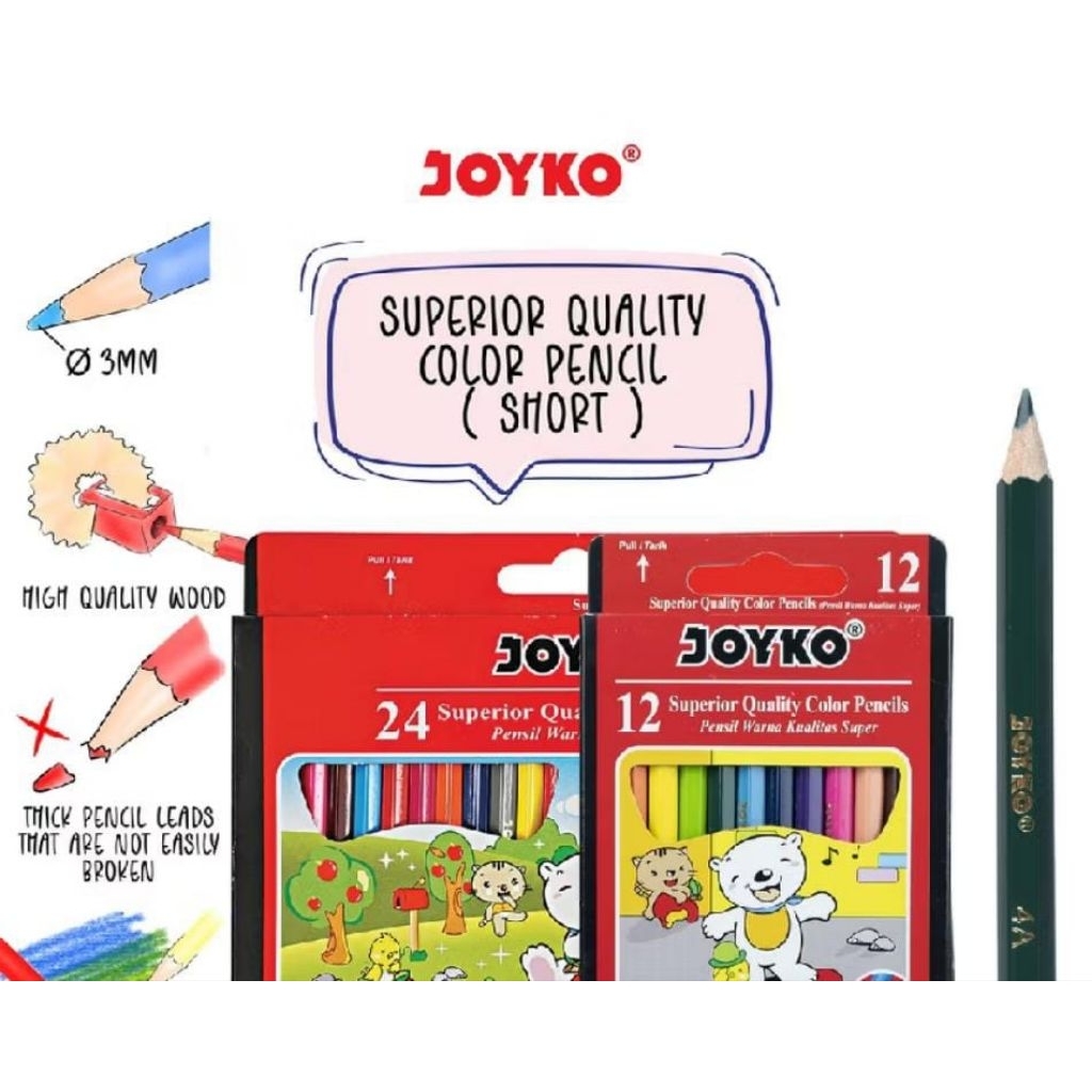 

Joyko Pencil Warna Mini Short color pencils 12 warns CP-S12