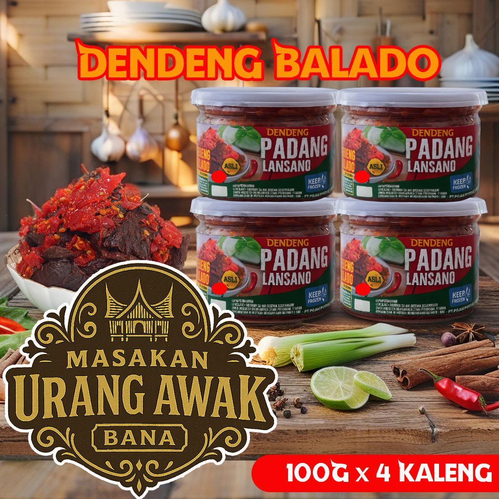 

Dendeng Balado Khas Padang Premium/Dendeng Padang Lansano 100Gr Isi 4 Siap Saji Halal