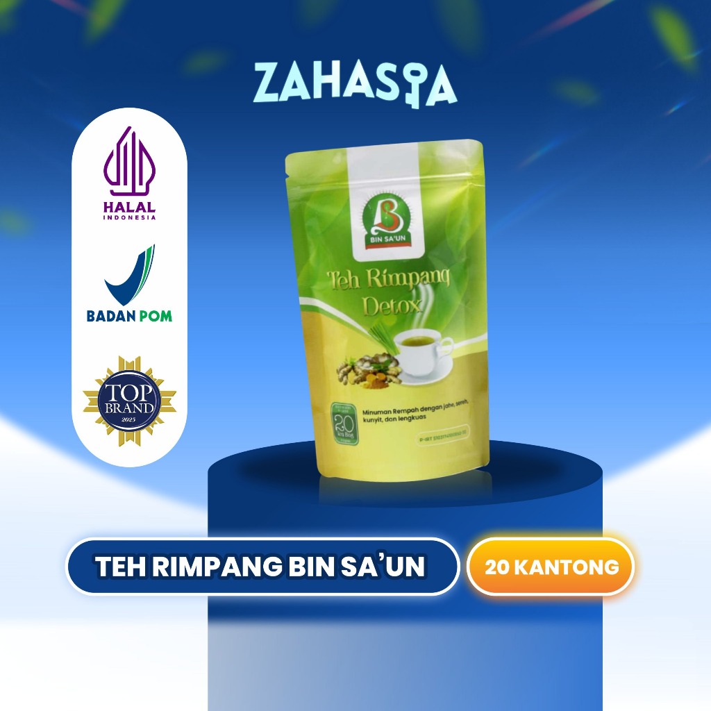 

Teh Rimpang Bin Sa'un | 20 teabags | Teh Diet Detox | Pelangsing Herbal | Imunitas