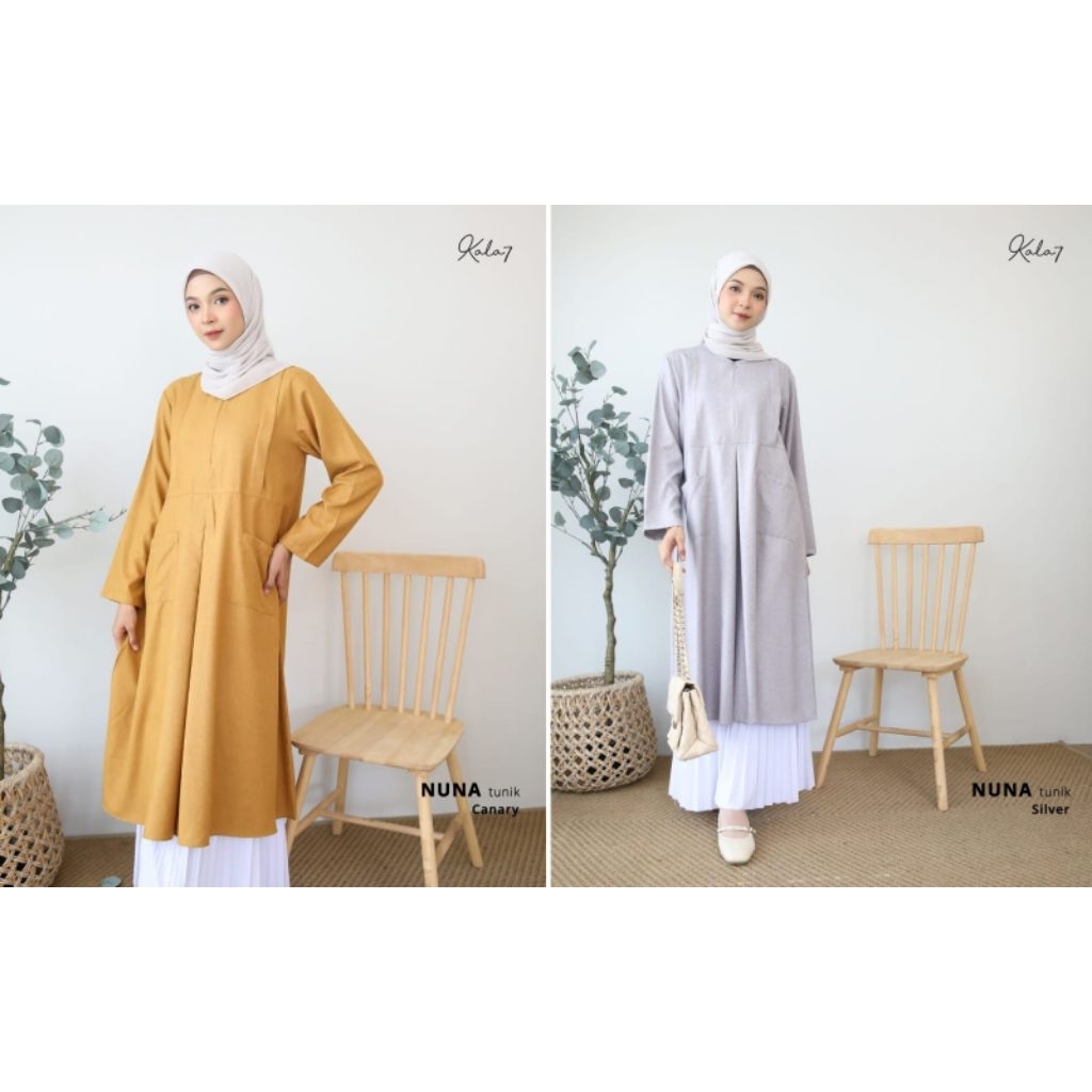 TUNIK POLOS PANJANG ADEM NUNA BY KALA7 | Tunik Bahan Katun |