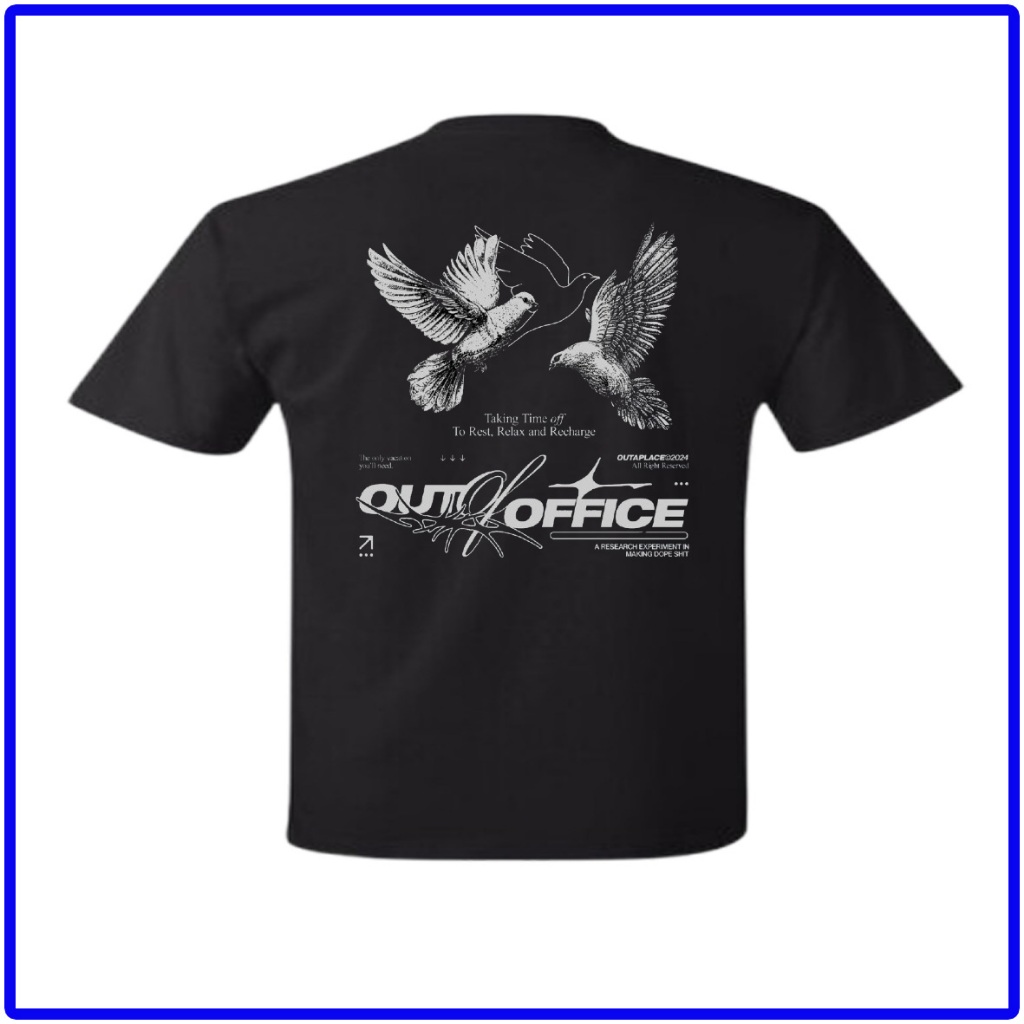 Kaos Distro Pria Wanita Burung Merpati | Tshirt Kata Kata Taking Time Off Out of Office