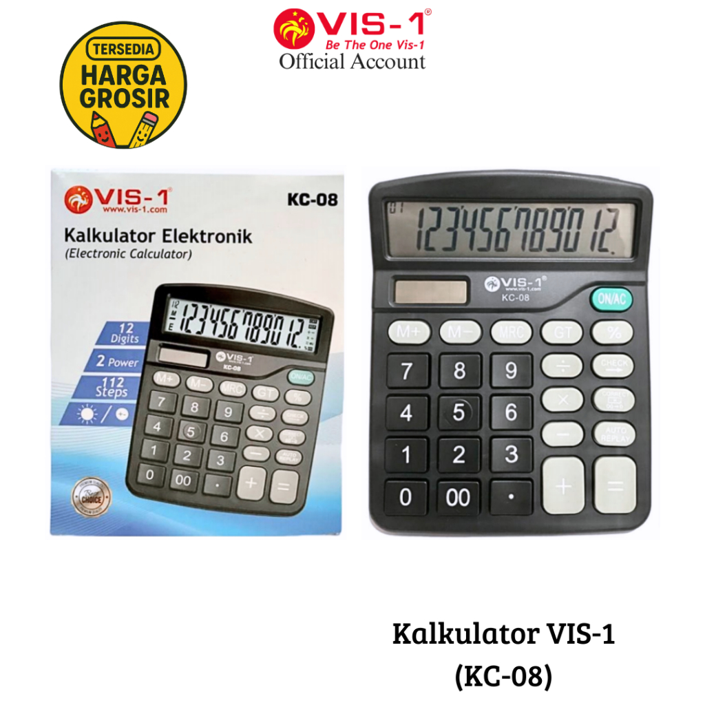

VIS-1 Kalkulator 12 Digits kode KC-08 / Kalkulator Hitung
