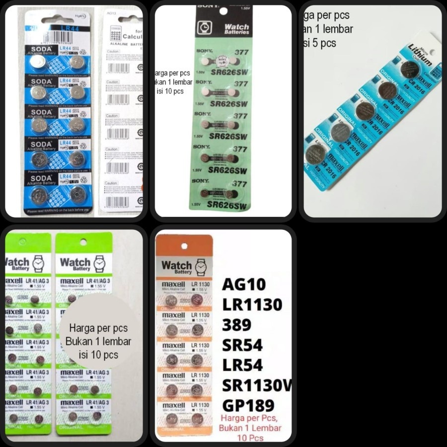 Harga Grosir Baterai Jam - Baterai Kancing LR44 AG13 LR1130 LR41 AG3 SR626SW CR2016