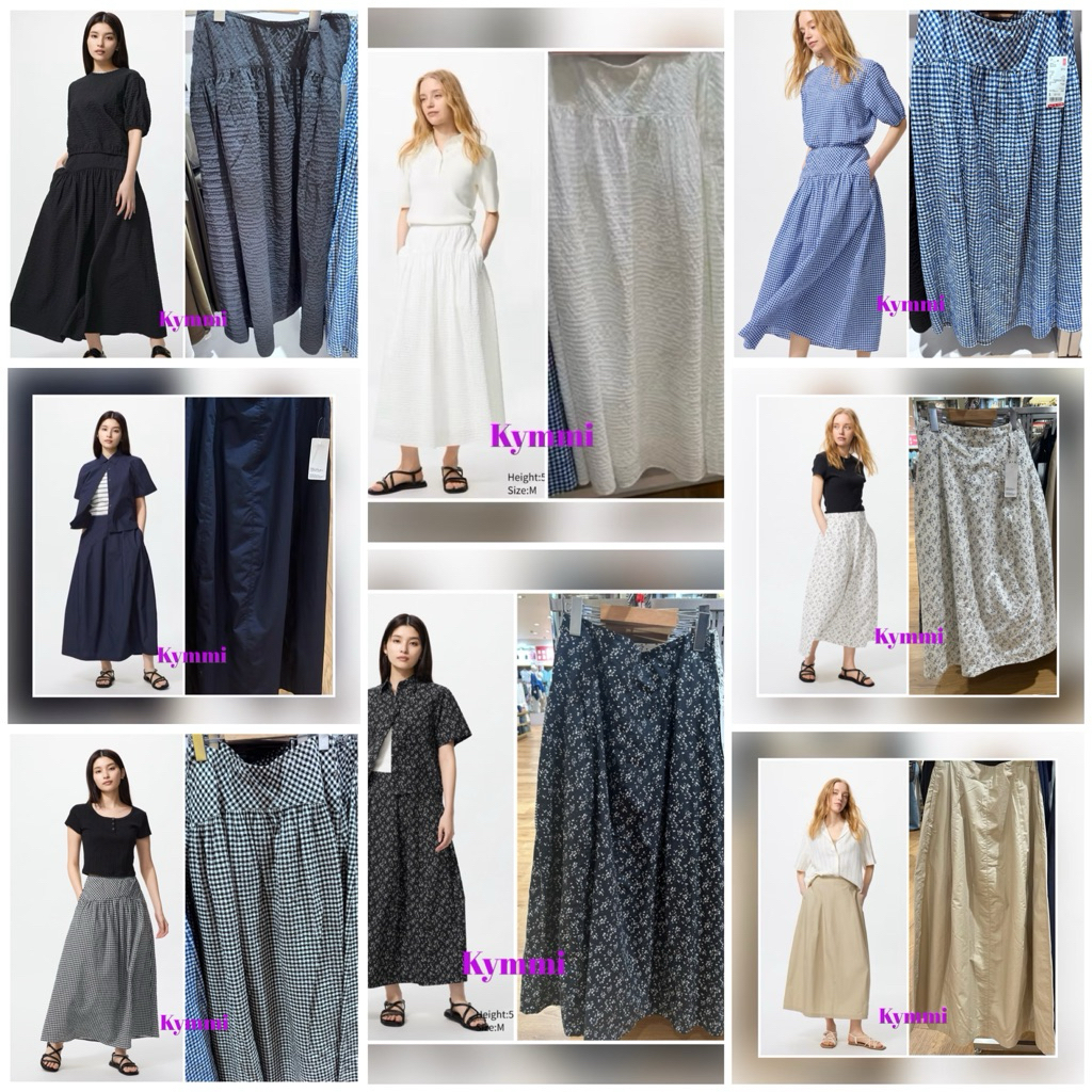 UNIQLO Rok Skirt Satin Cocoon Seersucker Volume Skirt