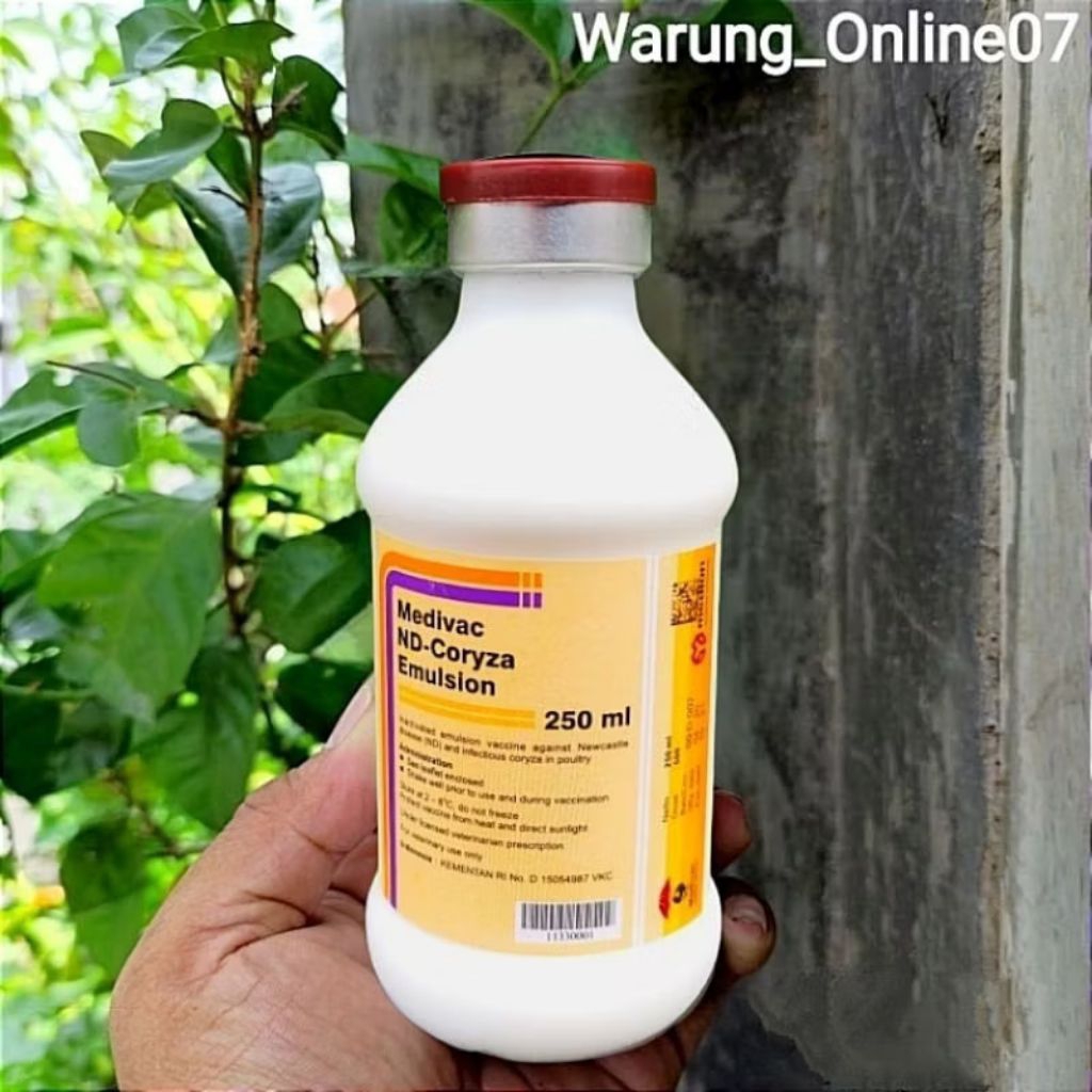 Vaksin Medivac ND Coryza Emulsion 250ml - Vaksin Ayam Mencegah Tetelo Infeksi Pernafasan dan Aratan