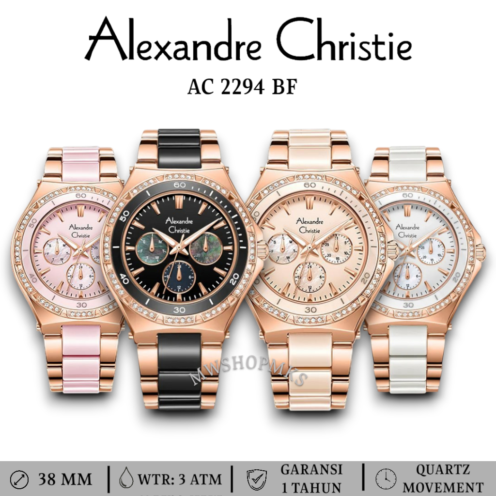 Jam Wanita Keramik Alexandre Christie AC2294 AC 2294 Original Garansi Resmi Alexander Christie
