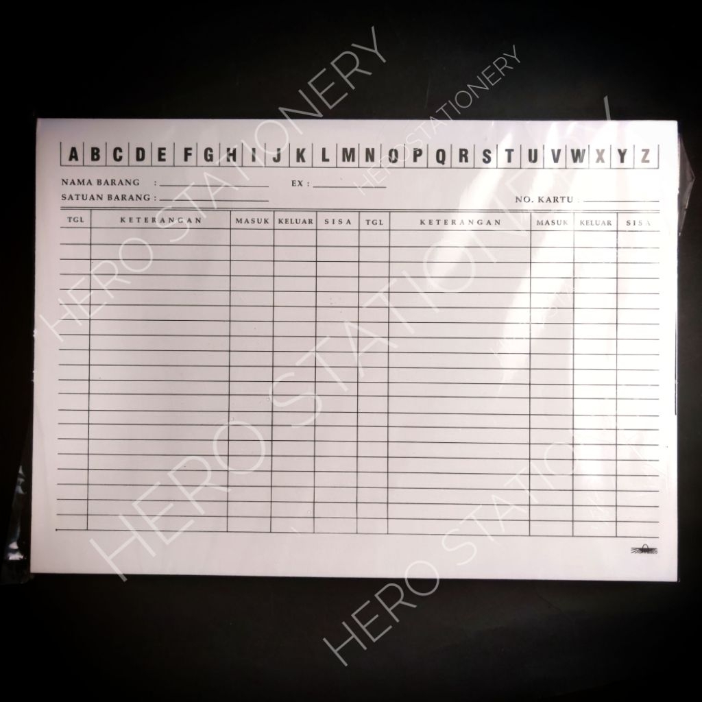 

Kartu stok inventori barang gudang ukuran double kwarto A4 . 100 lembar