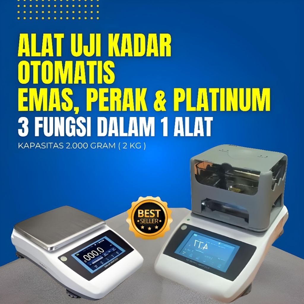 Alat Uji Kadar Emas Otomatis 3in1 - Timbangan Emas, Perak & Platinum Digital - Kaps 2 Kg