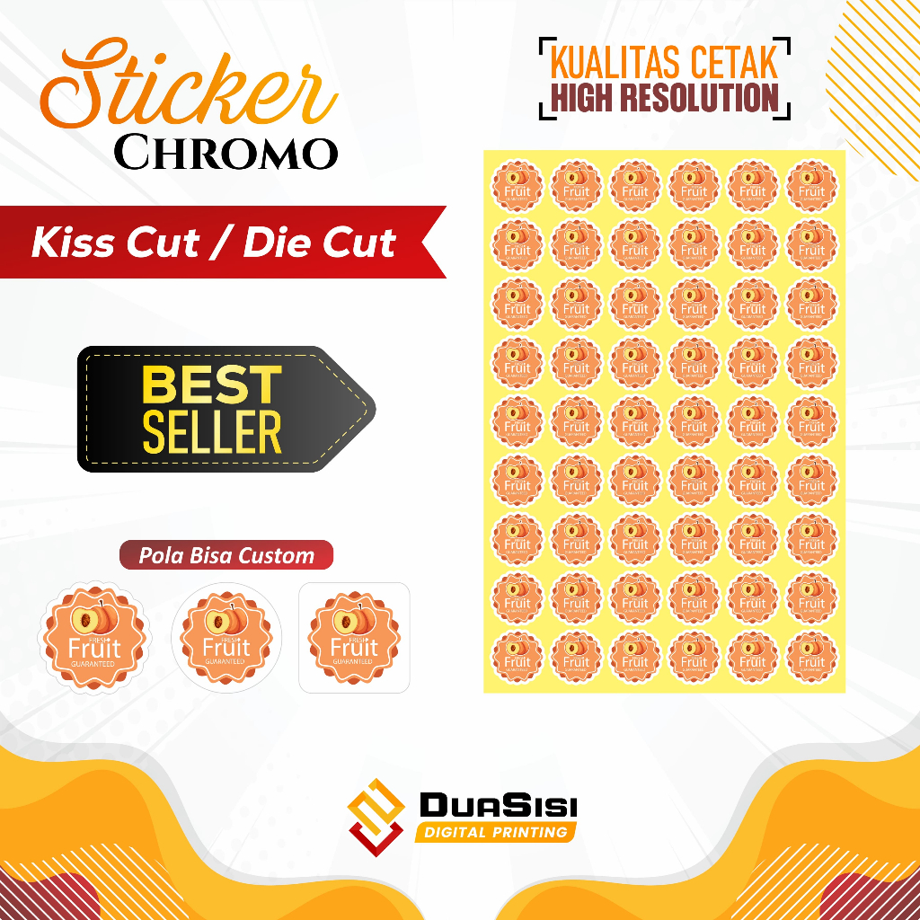 

CETAK STIKER LABEL CHROMO A3+, CETAK CUSTOM STIKER CHROMO , (CETAK SAJA) FREE DESAIN TERMURAH
