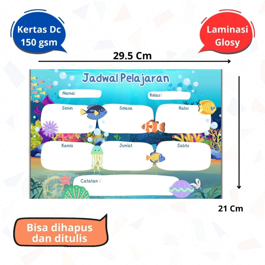 

Poster Jadwal Pelajaran Anak A4