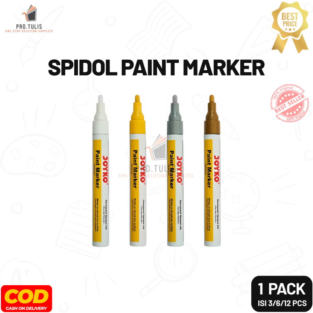 

(3/6/12PCS) Spidol Paint Marker JOYKO Permanen Warna. ProTulis